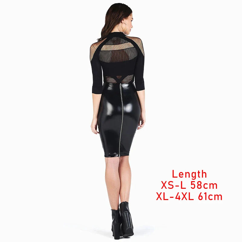 Eleganter Kunstleder-Bleistiftrock mit Reißverschluss – Figurbetonter High-Waist Rock